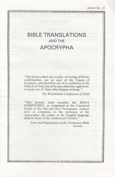 Bible Translatians and the Apocrypha