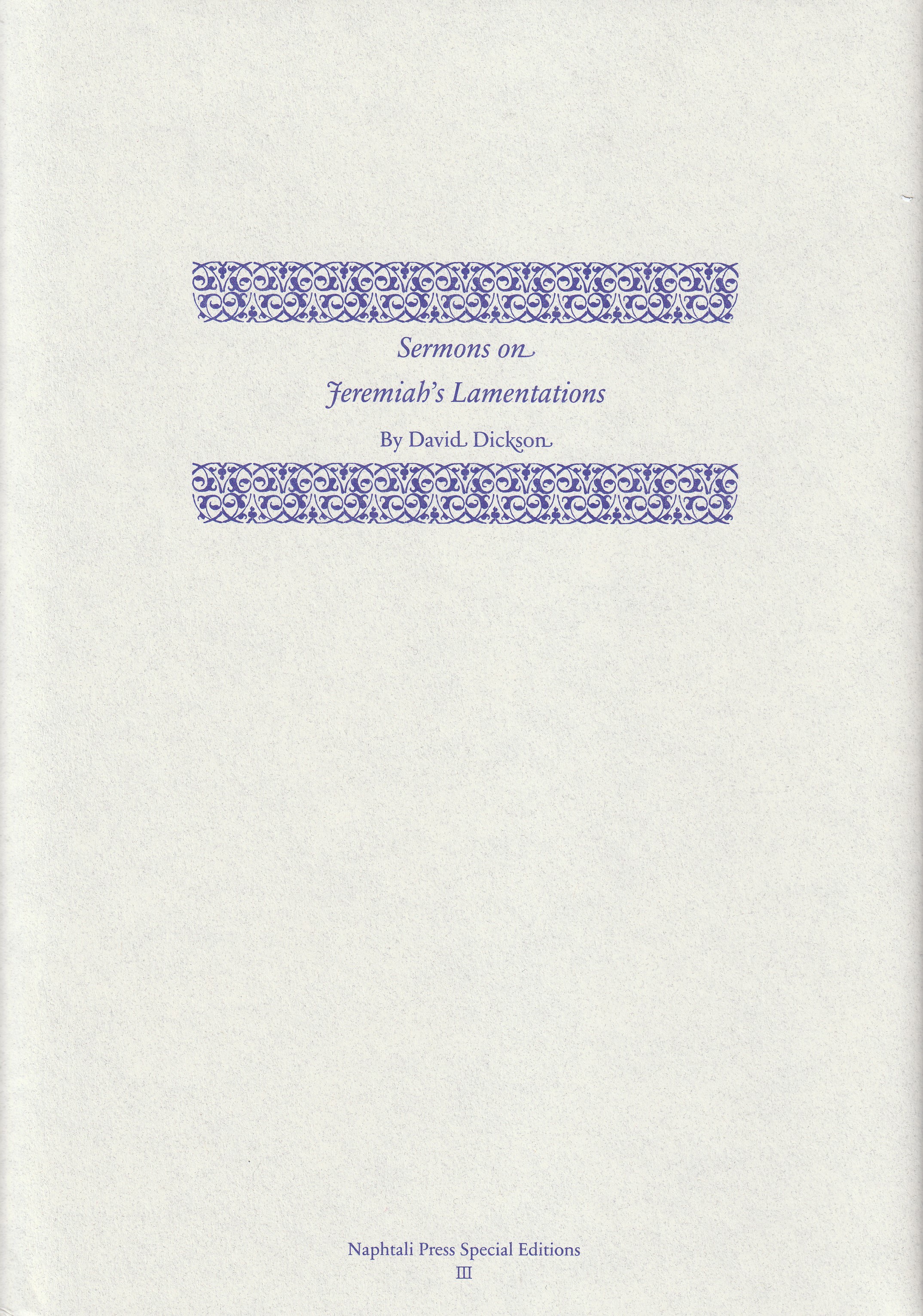 Sermons on Jeremiah's Lamentations